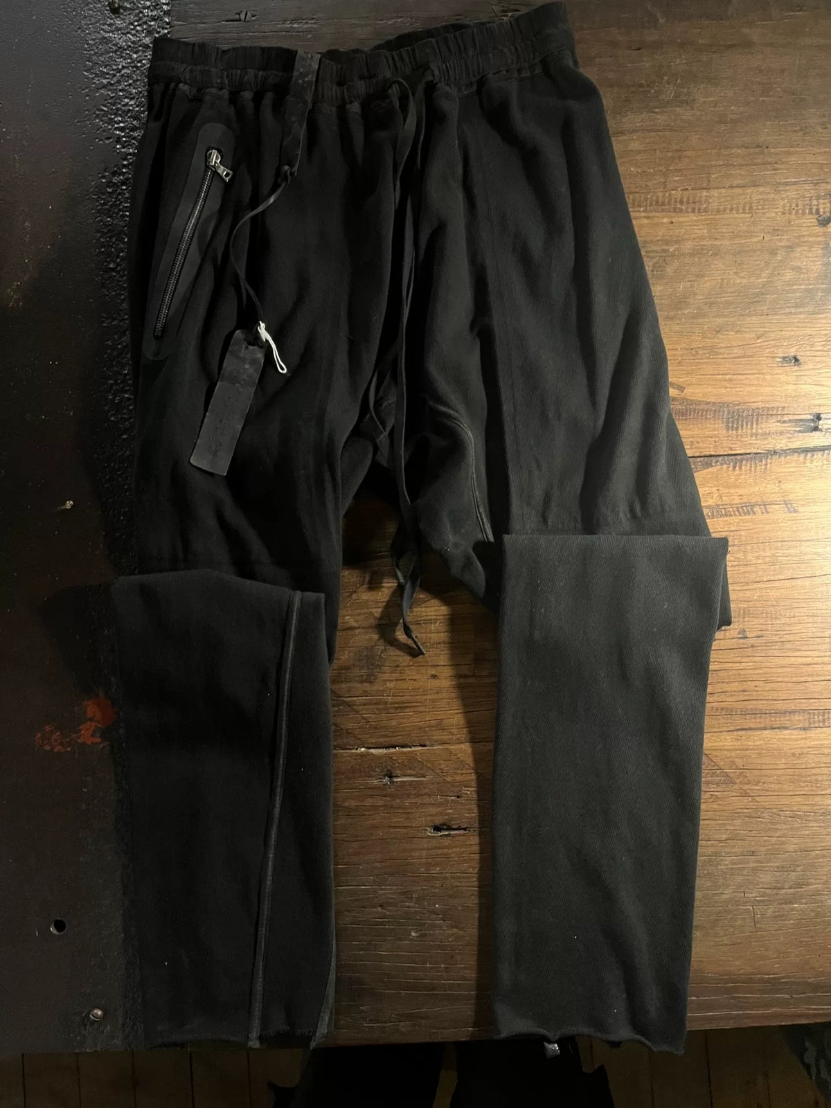 Isaac Sellam SS17 Black Patch Leather Ruffle Cotton Trousers