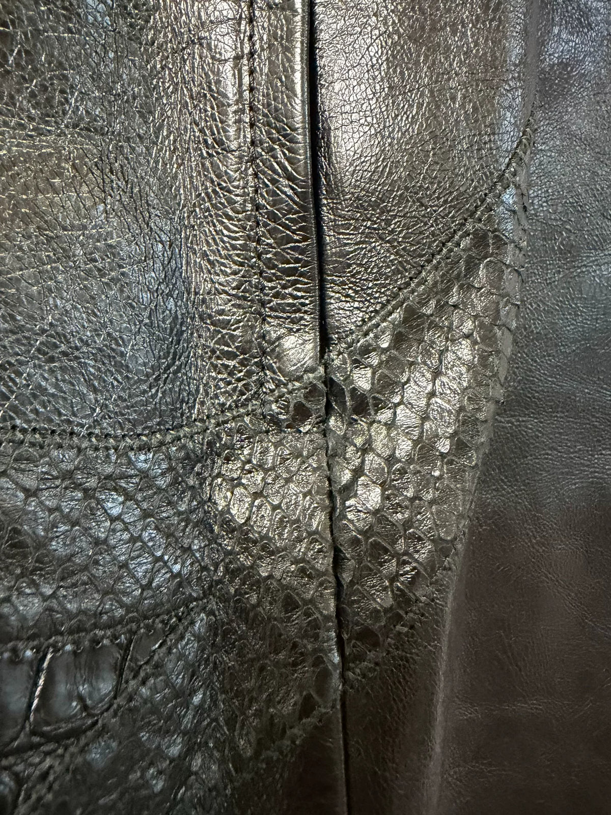 Saint Laurent Black crocodile‑pattern Leather Skirt
