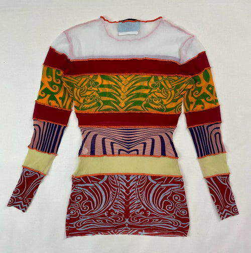 1996 Spring/Summer Jean Paul Gaultier Cyberbaba Cyber Hippie Tribal Tattoo Mesh Tattoo Top