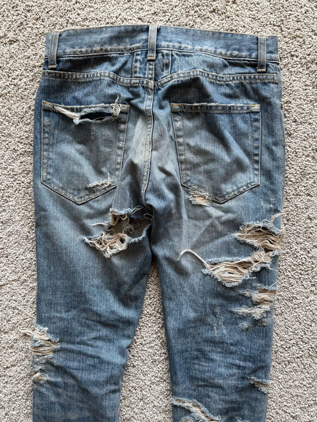 Saint Laurent FW13 Heavy Distressed Denim Jeans