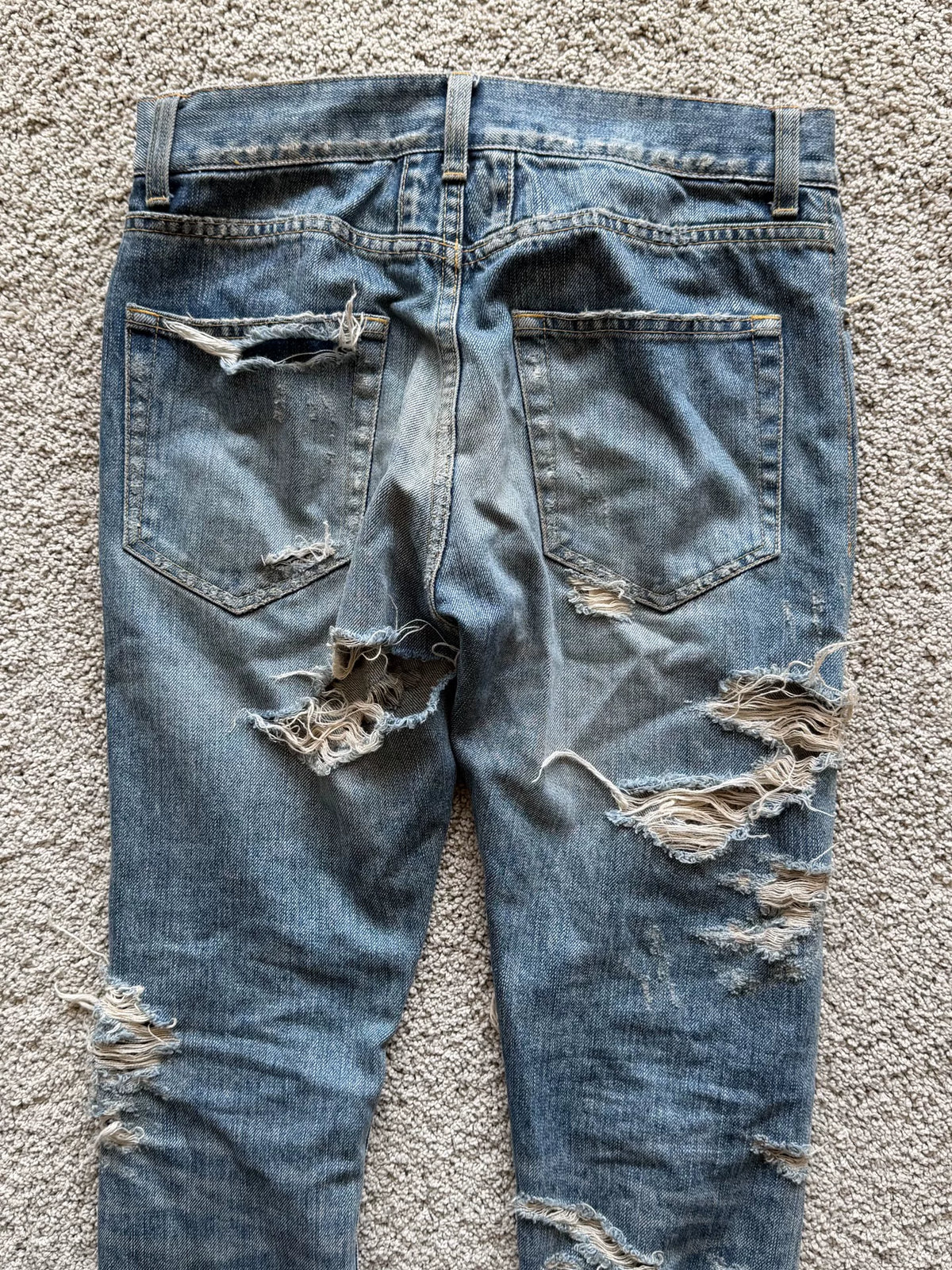 Saint Laurent FW13 Heavy Distressed Denim Jeans