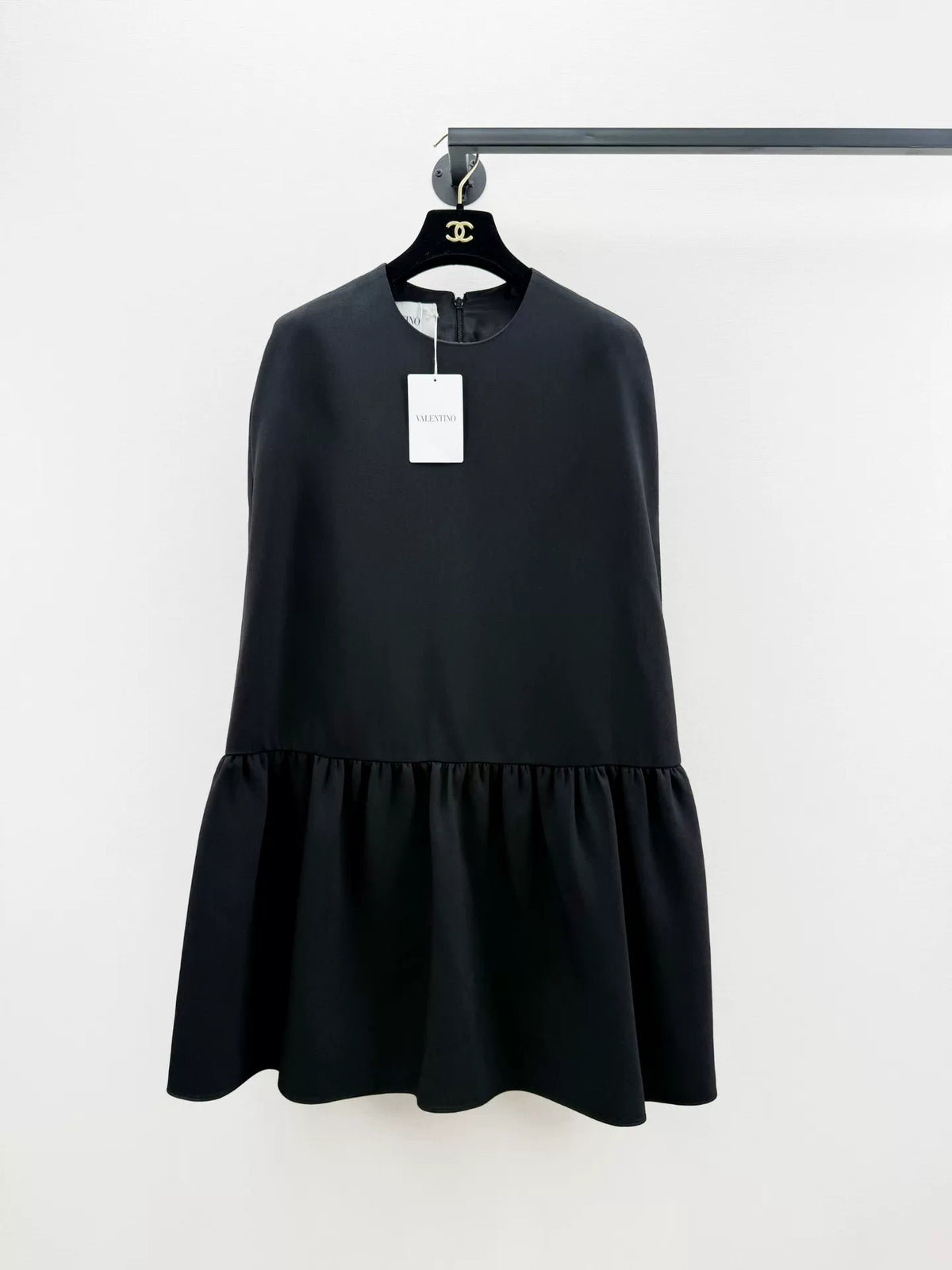 Valentino Wool Silk Sleeveless Cape Dress