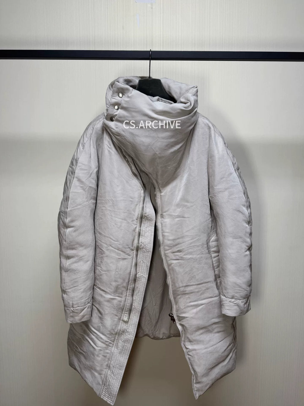 Rick Owens Asymmetric Placket Down Suede Coat