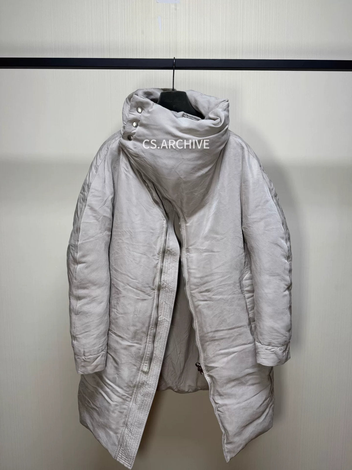 Rick Owens Asymmetric Placket Down Suede Coat
