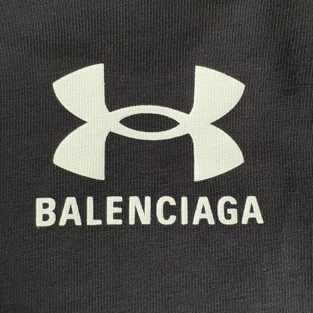 Balenciaga × Under Armour SS25 Black Letter Logo Print Short Sleeve Top