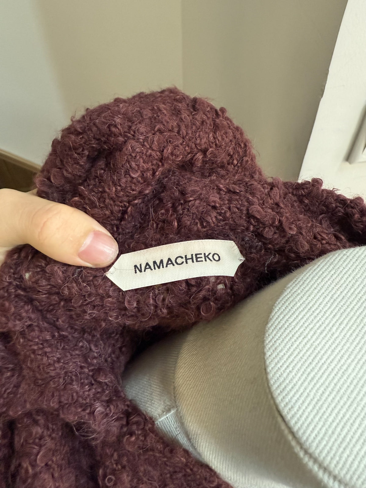 Namacheko FW20 Hand-Stitched Contrasting Thread Knit Coat