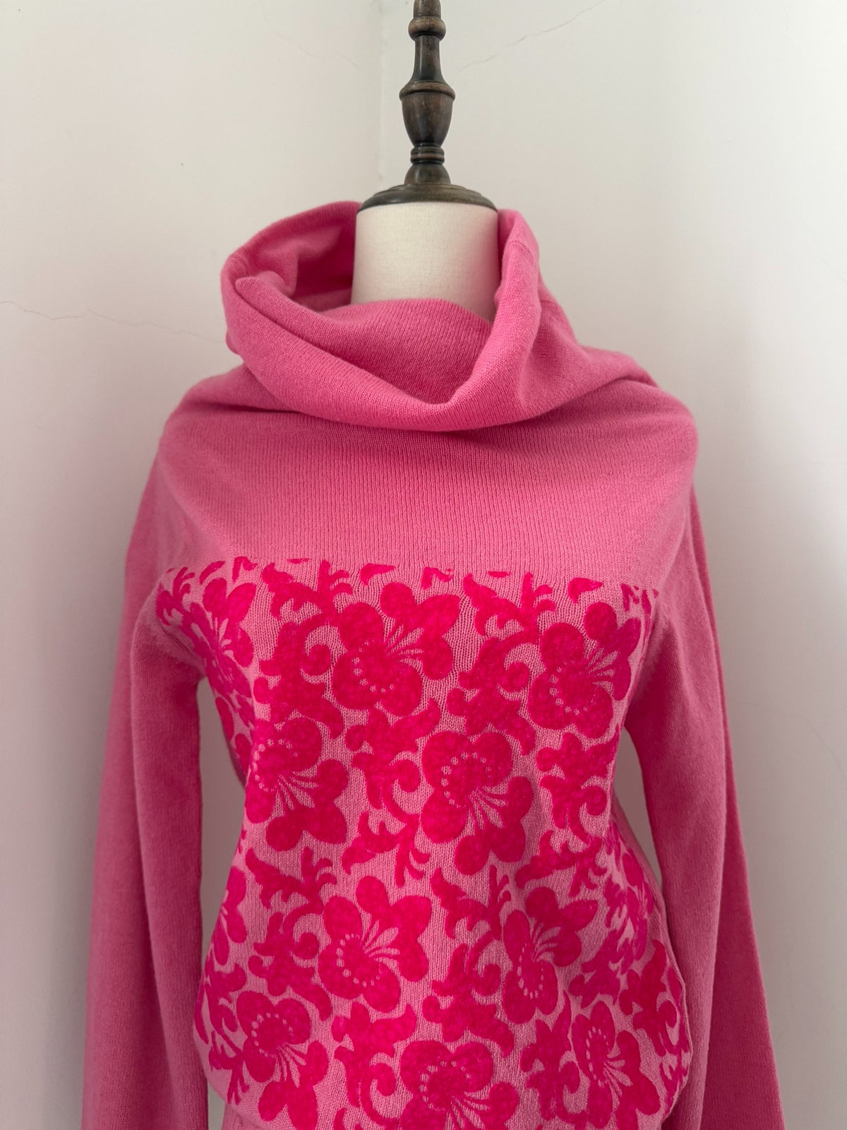 Comme Des Garcons Rei Kawakubo 1999 pink fleece floral pullover sweater
