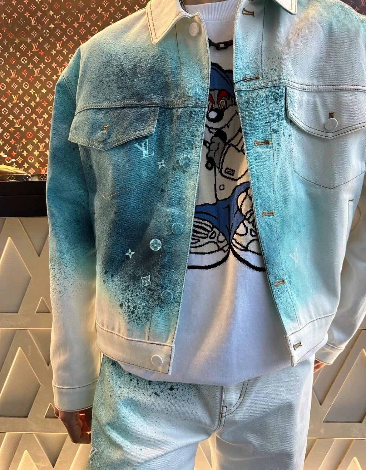 Louis Vuitton White Blue Gradient Denim Jacket