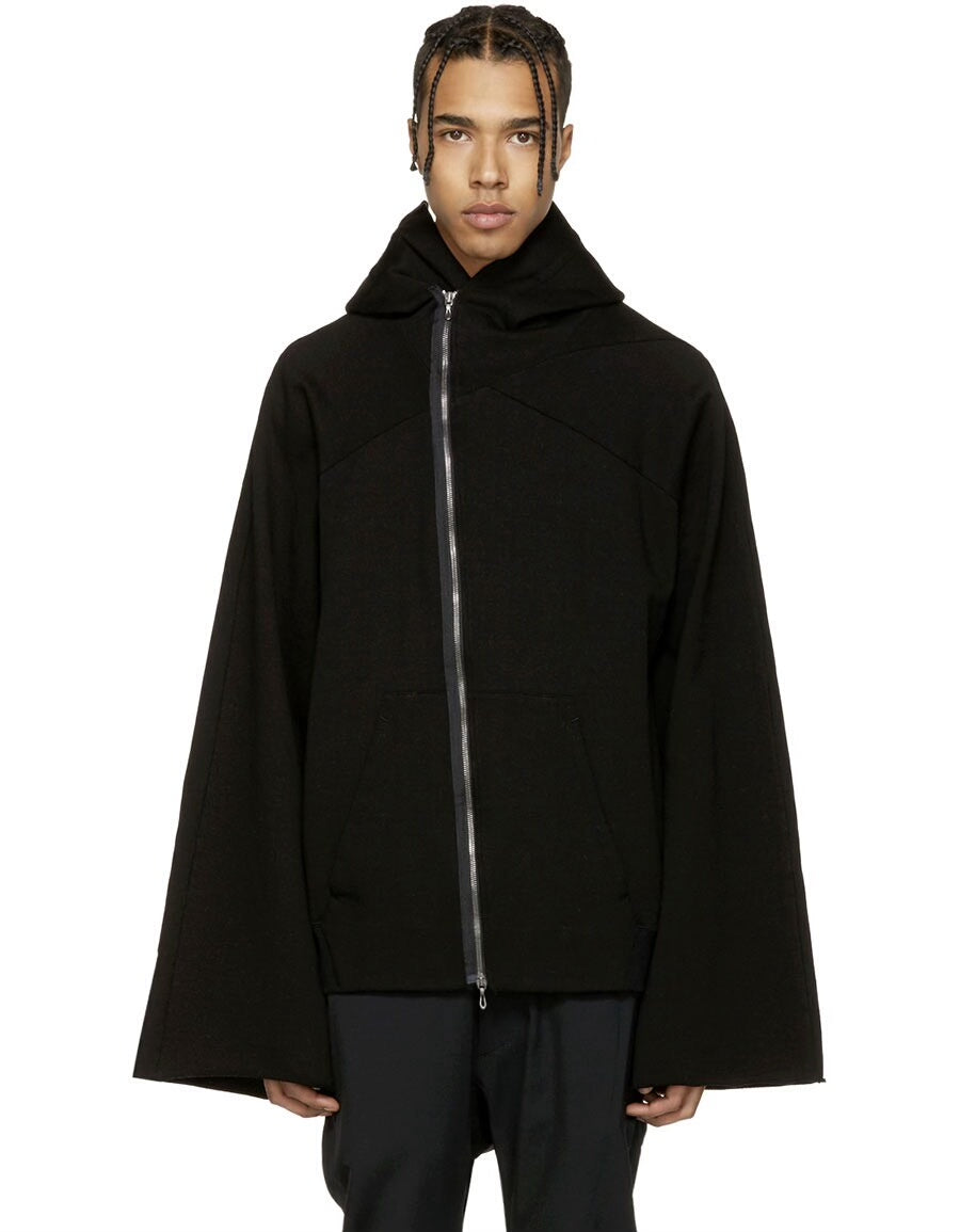 Julius_7 Side-Zip Flare Sleeve Hooded Sweatshirt