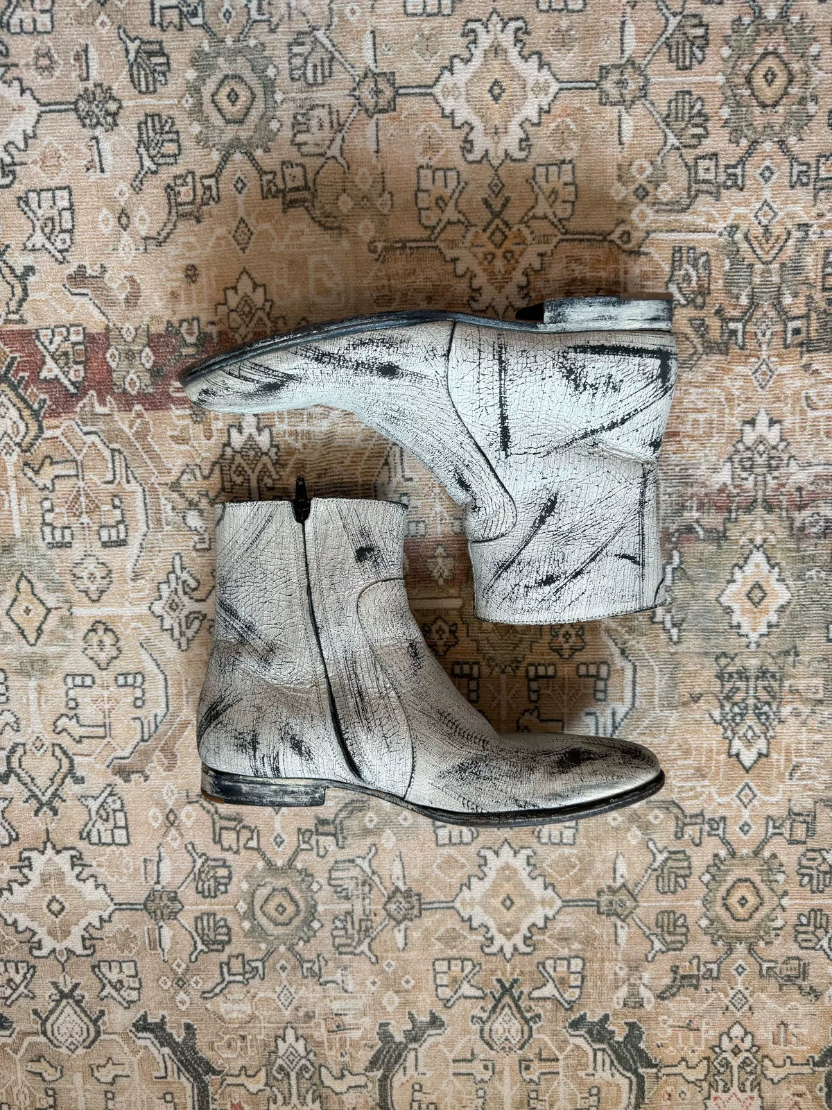 Maison Margiela White Painted Distressed Boots