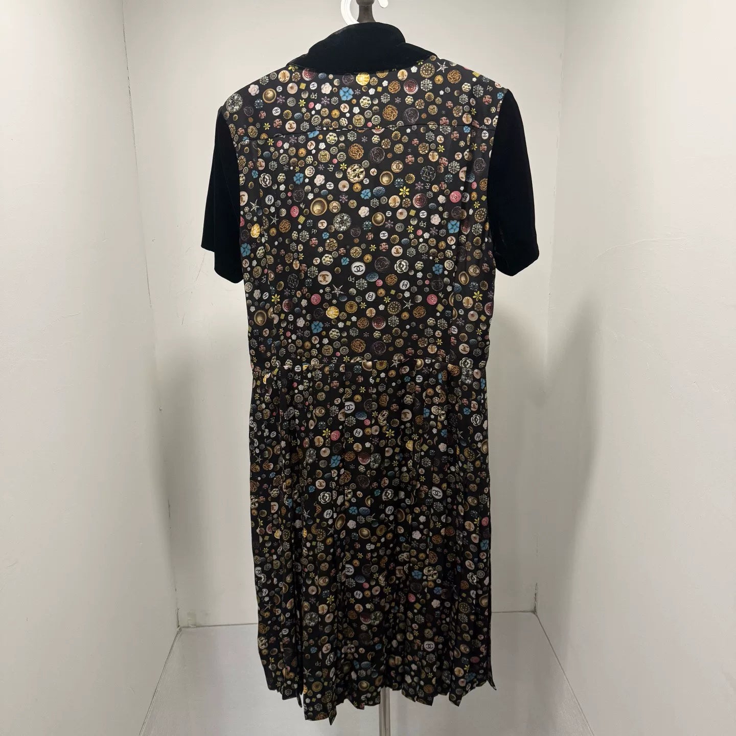 Chanel Velvet Color-Block All-Over Print Dress