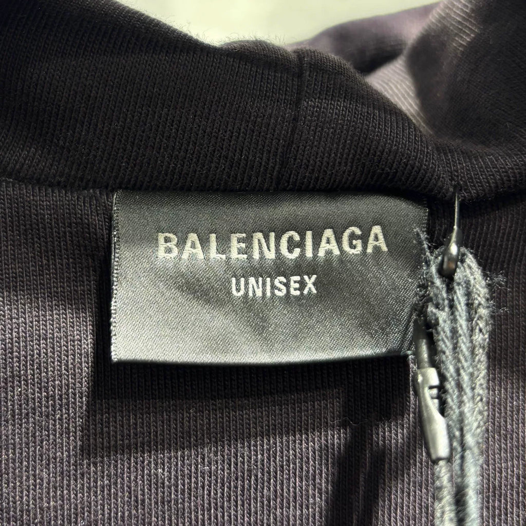 Balenciaga Navy Blue Double B Spray Paint Print Combed Cotton Jacket