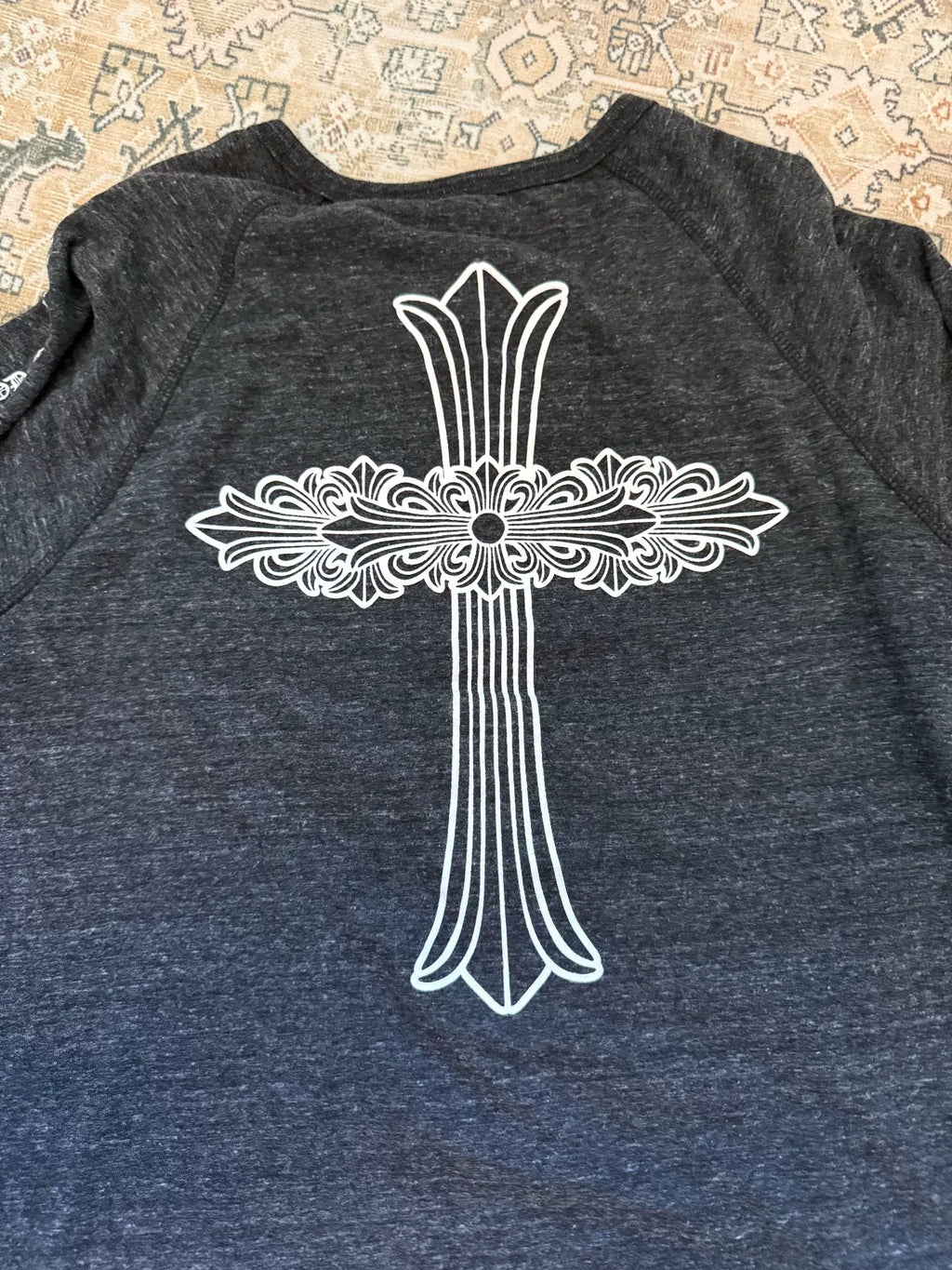 Chrome Hearts Vine Cross Henley Neck 3/4 Sleeve Tee