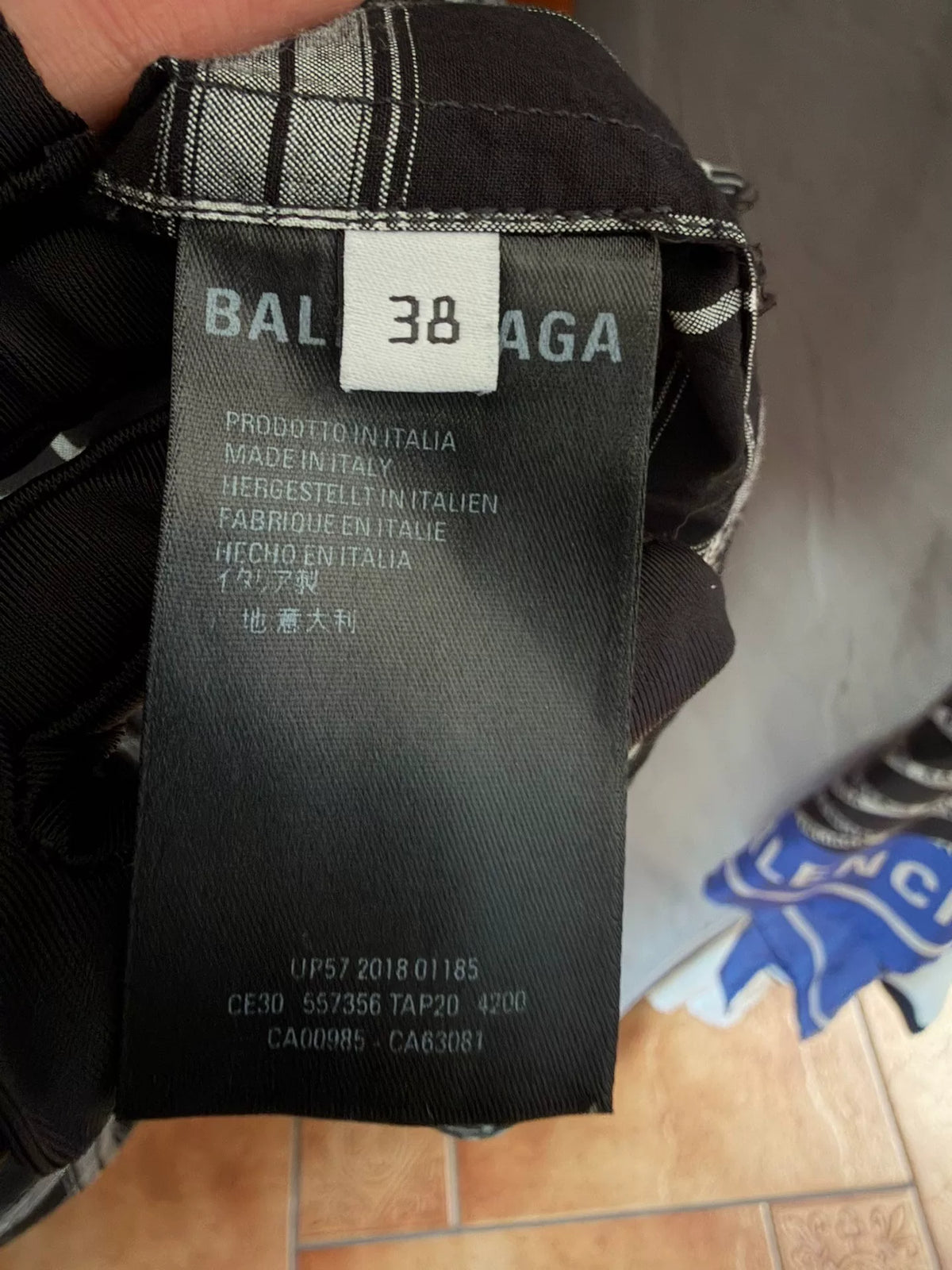 Balenciaga Denim Patchwork Hooded Shirt Jacket