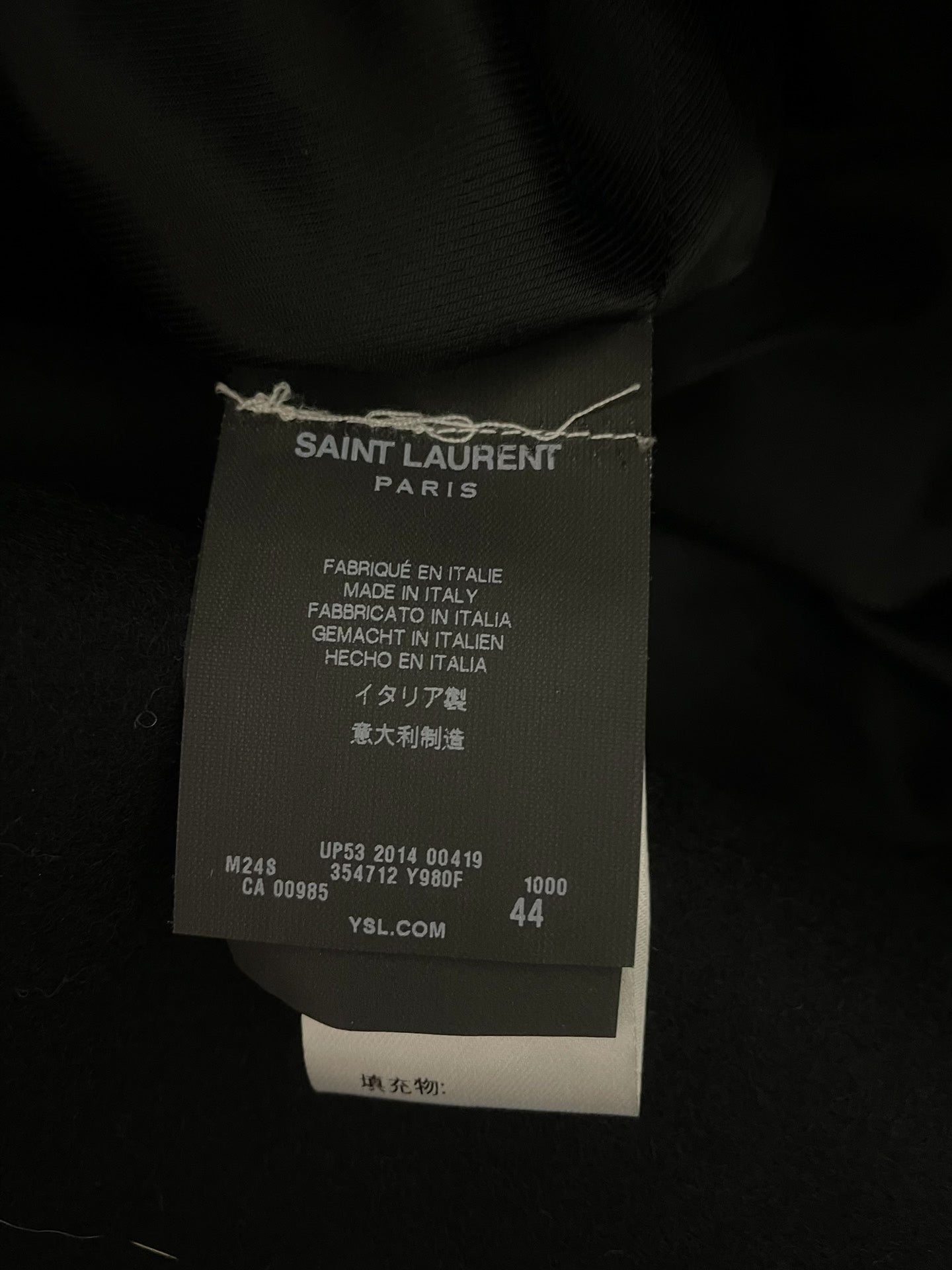 Saint Laurent FW14 Black Wool Anchor Button Double-Breasted Coat