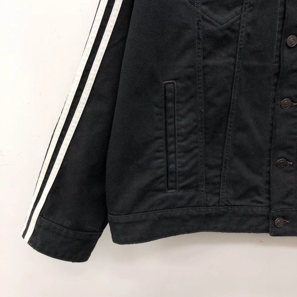 Balenciaga × Adidas Black Side Stripe Cotton Collared Single-Button Denim Jacket