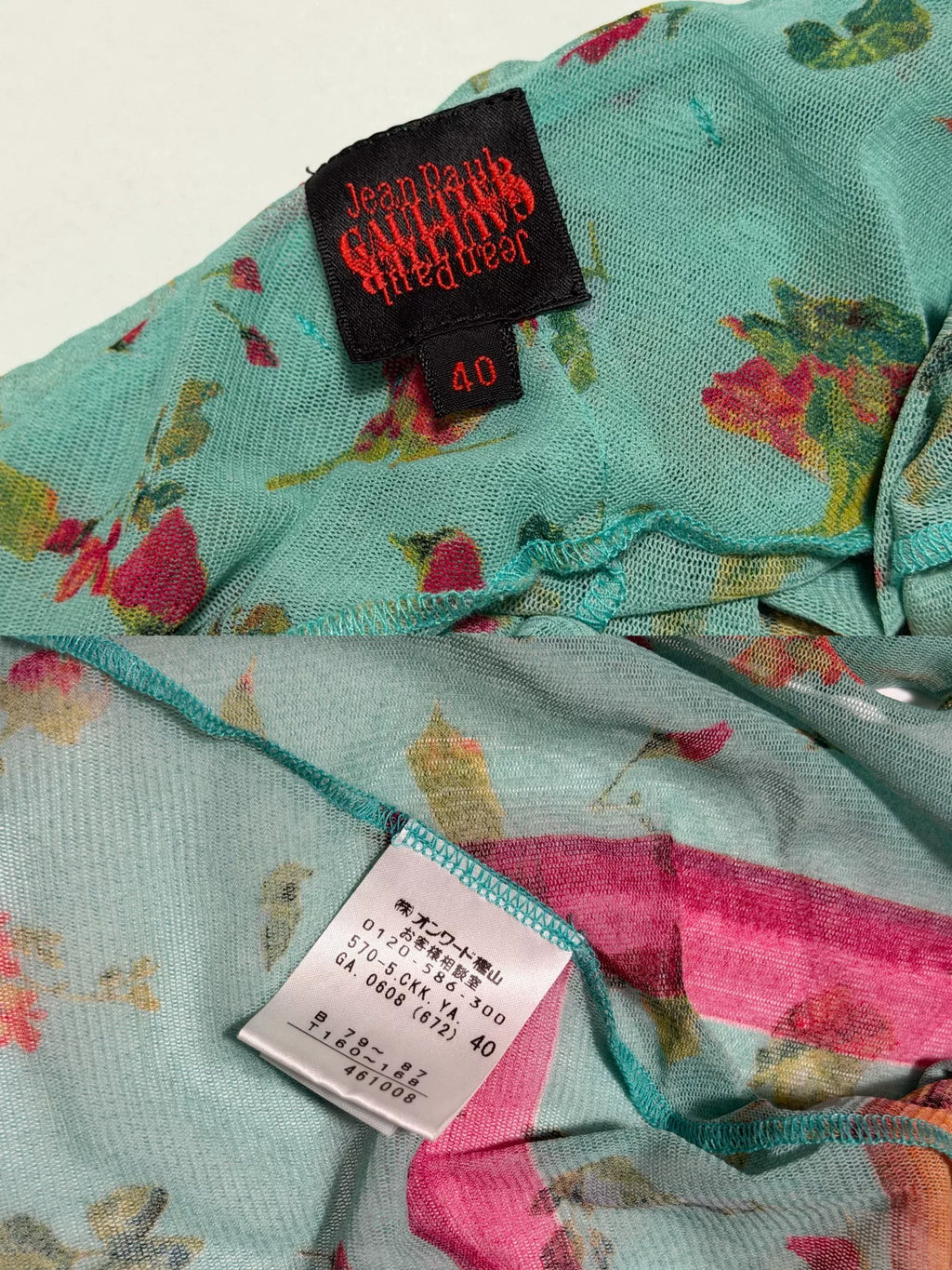 Jean Paul Gaultier Vintage Floral Mesh Top