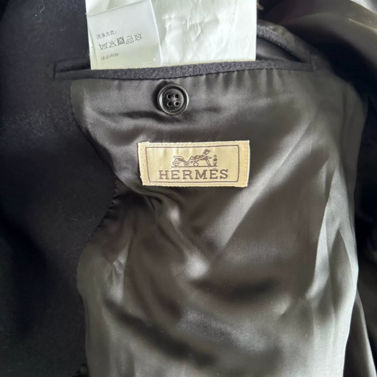 Hermes Pieced Leather Cashmere Coat
