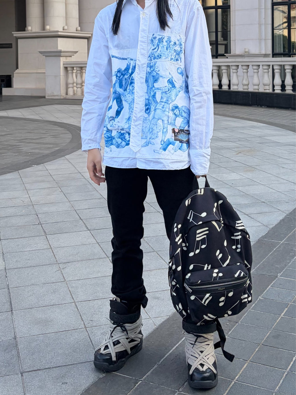 Saint Laurent SS16 Musical Notes Pieced Leather Backpack