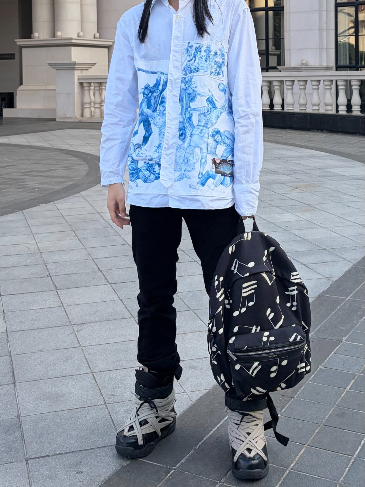 Saint Laurent SS16 Musical Notes Pieced Leather Backpack