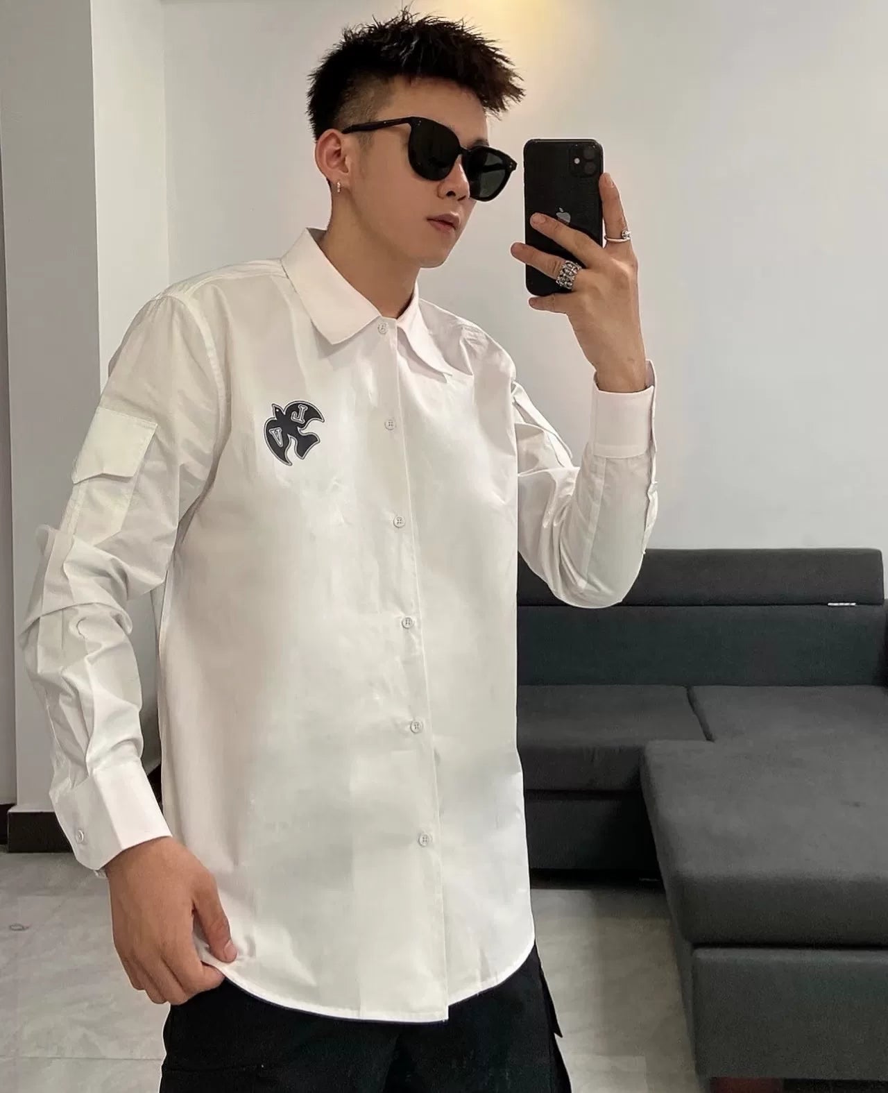 Louis Vuitton White Embroidered Shirt
