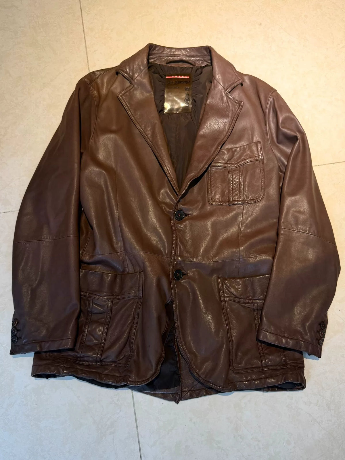 Prada Brown Reversible Leather Zip-Up Jacket